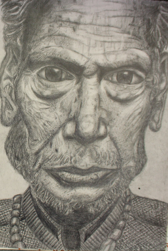 Charcoal drawing of man