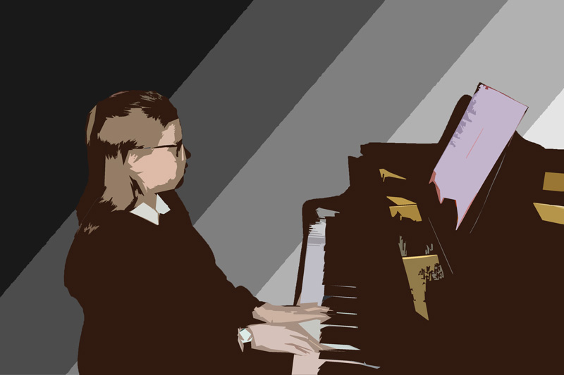 Stylised image of student playing piano