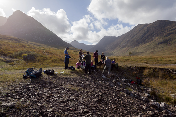 Students in front on mountain