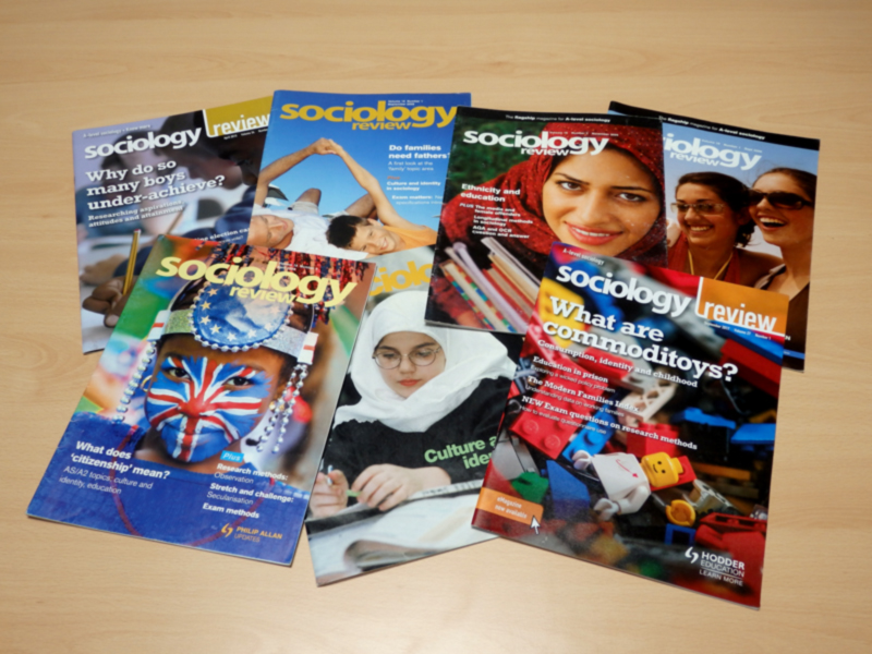 Copies of Sociology Review magazine on a table